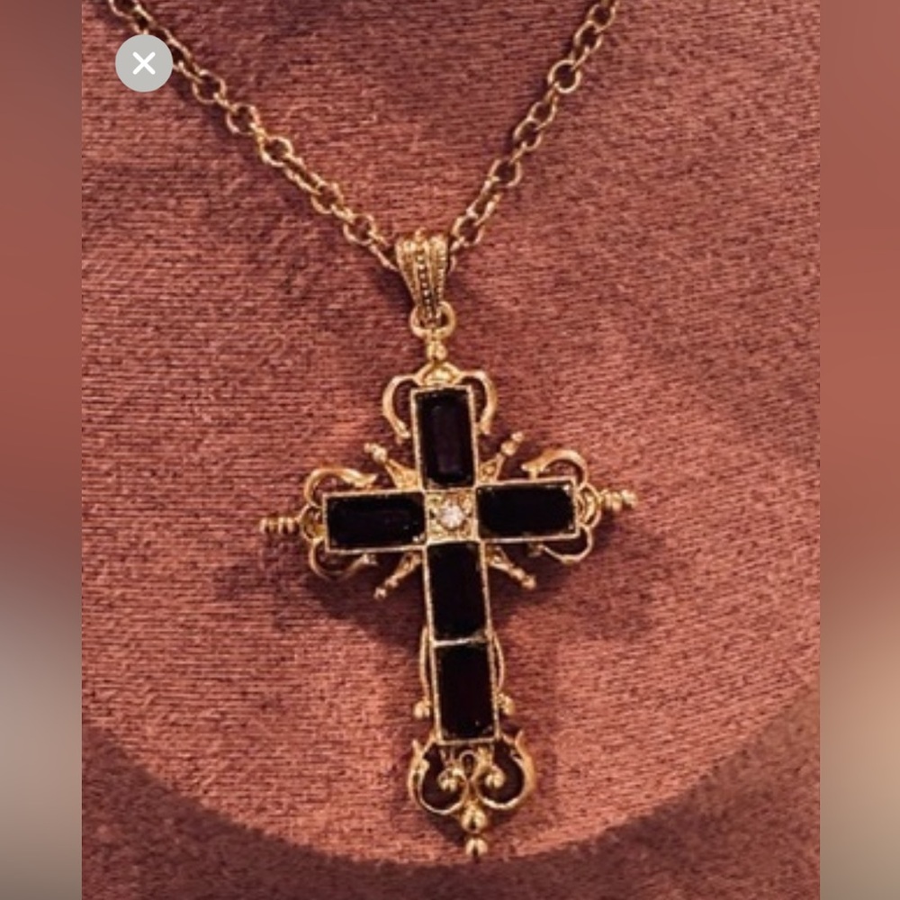 Symbols Of Faith Gold and Burgandy Cross Pendant Necklace"Price is Firm